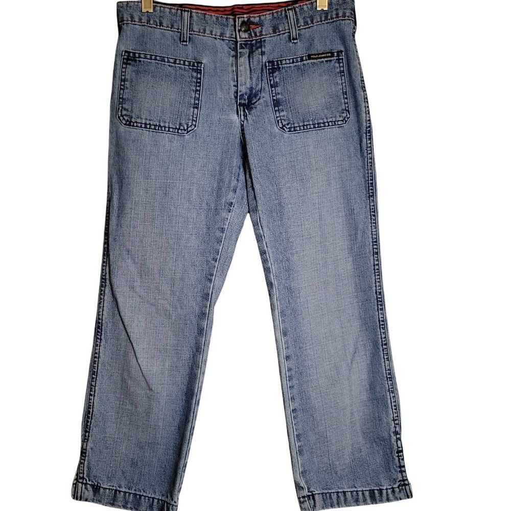 Vintage Polo Jeans Women's Patch Pocket Capri Jeans Light Wash 23" Inseam Size 2